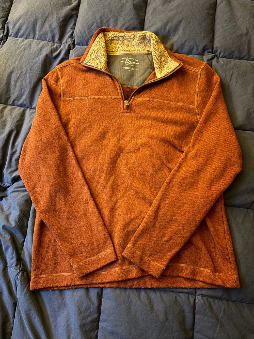 GH Bass Men's Rust Orange Quarter-Zip Pullover